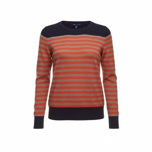 Gap Women’s Large Striped Navy and Orange Crew Neck Sweater